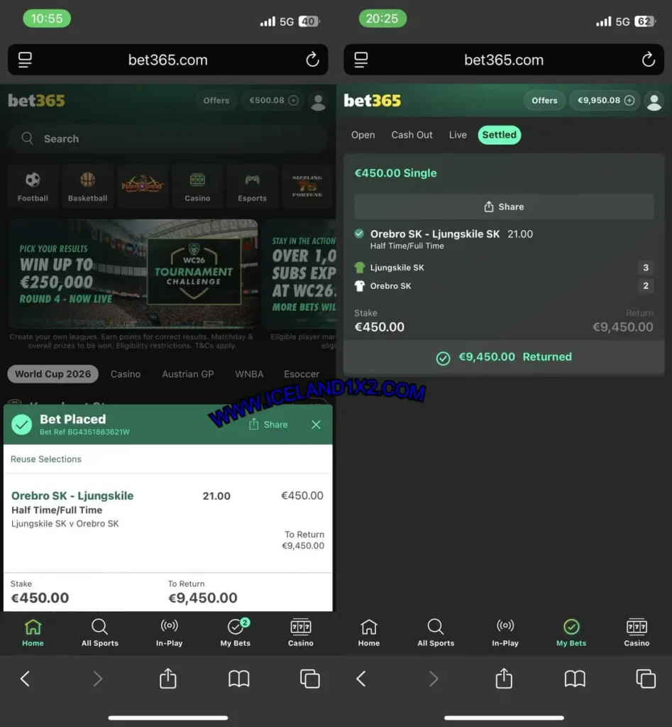 BET365 ICELAND 1X2 TIPS